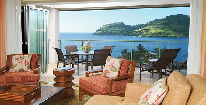 Villa interior with ocean view