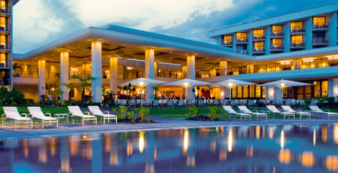 Resort pool in the evening