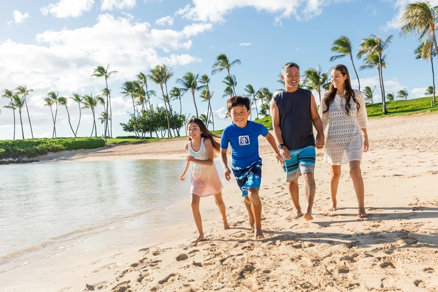 Family Walking on Beach