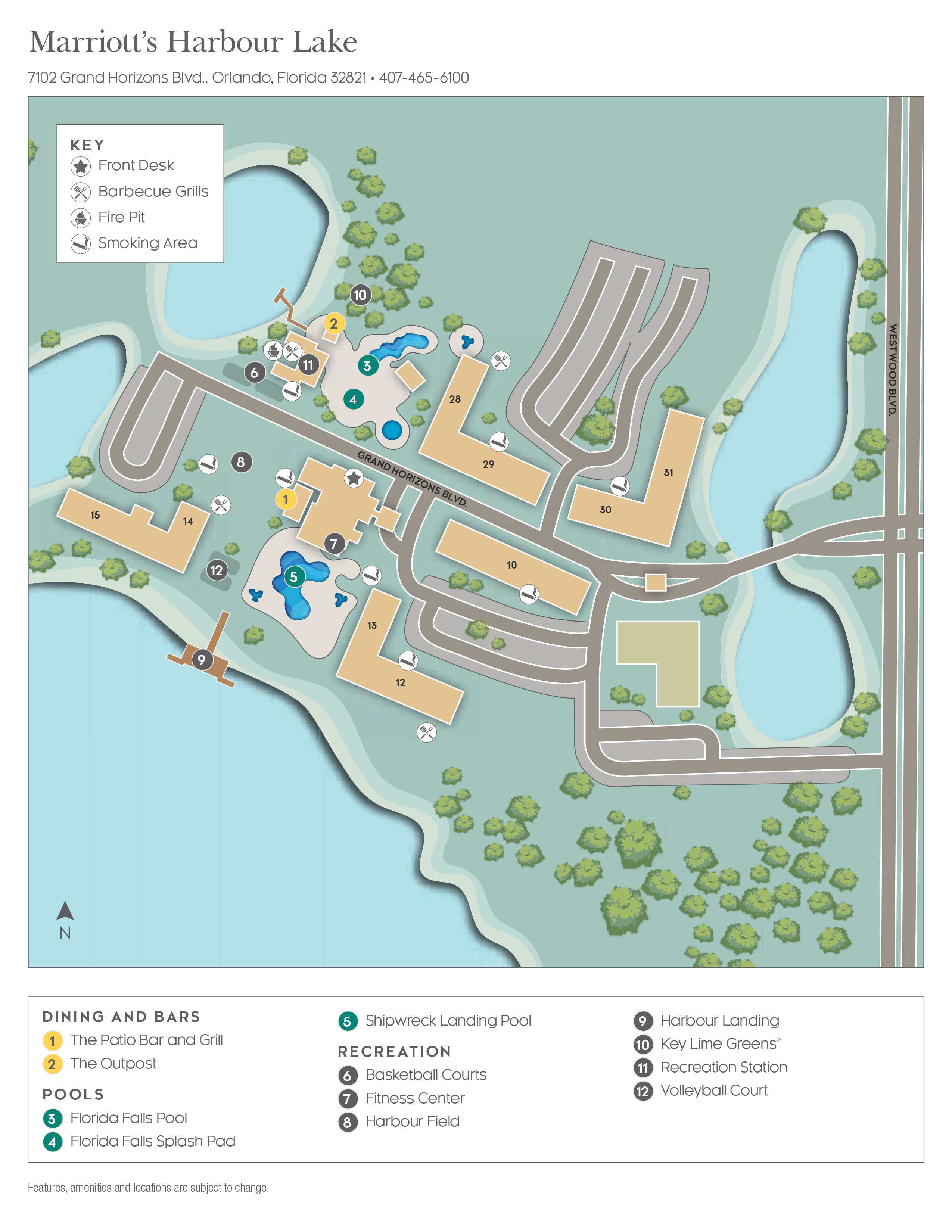 Marriott Harbour Point Resort Map Map | Marriott's Harbour Lake | Marriott Vacation Club