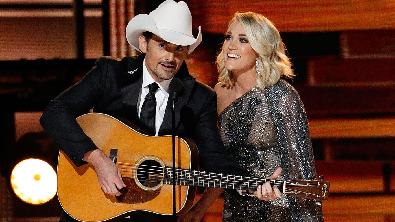 Brad Paisley and Carrie Underwood at the Country Music Awards. Customize your own CMA specialty package.